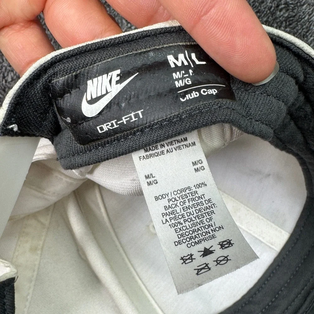 Nike Dri-FIT Club Cap Sail White Black Swoosh Adjustable Hat FV5563-100 M/L